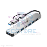 HUB USB 7 EN 1 AST MH2371  1 Puerto USB 3.0 y 4 Puertos USB 2.0.+ 2 Puertos Tipo C.+ conexión Tipo C y Adaptador USB. - Imagen 2
