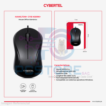 MOUSE HAMILTON BLACK USB CYB M209k CYBERTEL