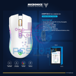 MOUSE GAMER INALAMBRICO KRIPTON 3 MIC BLANCO GM801W-3M BT WIFI RECARGABLE RGB 8B 4800DPI - MICRONICS - Imagen 2
