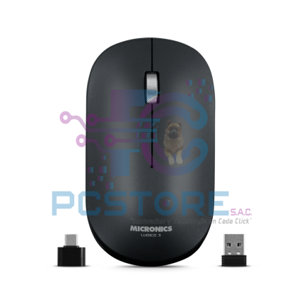 MOUSE INALABRICO Ludico 3 BLACK - MIC M722K-3m BT WIFI RECARGABLE - MICRONICS